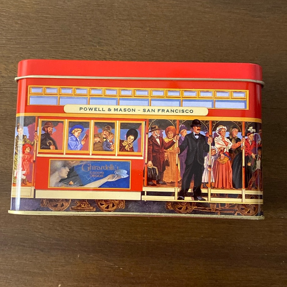 Empty Ghirardelli Chocolate Cocoa Cable Car Tin 6” x 3.5” x 2.5” (2000)